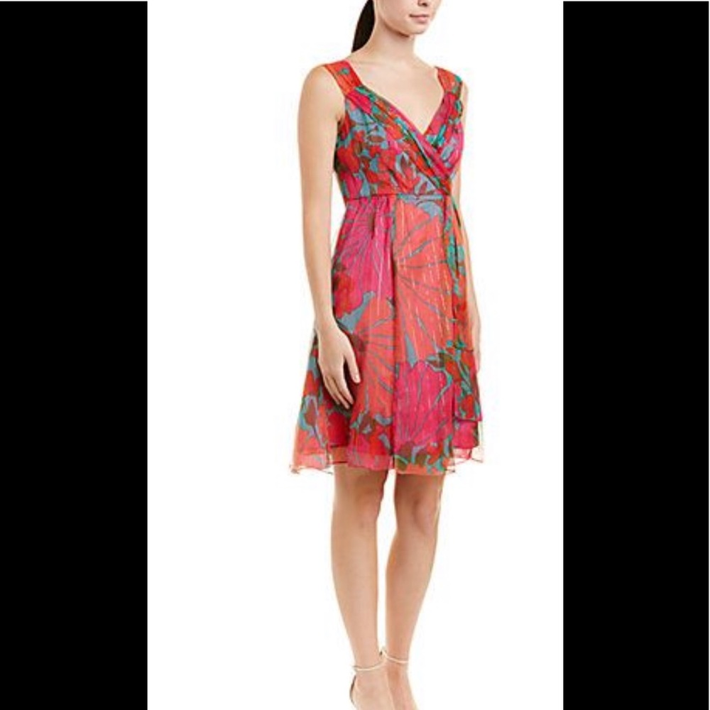 NWT Nanette Lepore Silk Pink/Orange Dress 10